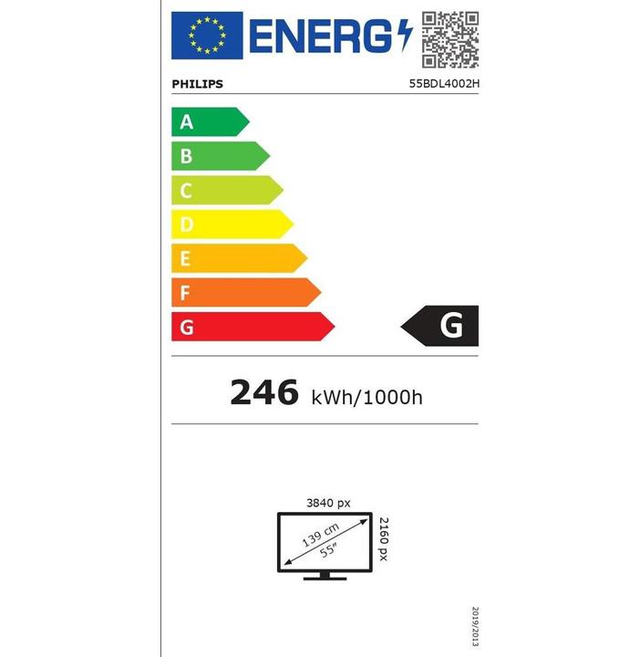Energy Label Philips Signage Solution H-Line 55BDL4002H (1920 x 1080 pixels, 55")