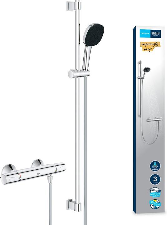 Produktbild Grohe Precision Trend QuickFix Thermostat-Duscharmatur und Vitalio Comfort 110 Brausestangenset, Länge 900