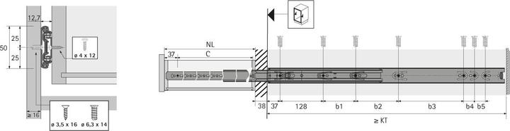 Actual product image Hettich Coulisses à billes à sortie totale KA 4932