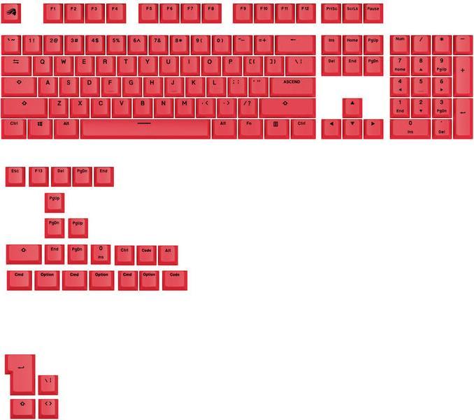 Glorious GPBT Basics Keycaps, ANSI Layout (US), PBT, Dye-Sub - Revive Red