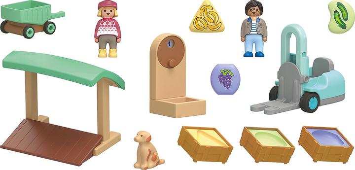 Actual product image Playmobil 71137 1.2.3: Organic market stall & forklift truck (71137, Playmobil 1.2.3)