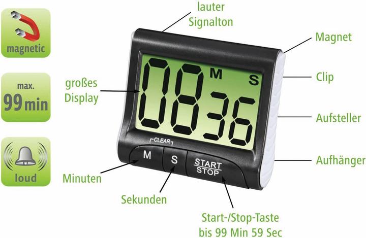 Produktbild Xavax Küchentimer Küchentimer "Countdown", digital, Schwarz