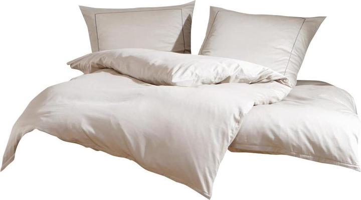 Produktbild Lorena Uni Mako-Satin Bettwäsche Classic Zierstich (Bettwäsche Set, 155x220 cm + 80x80 cm)