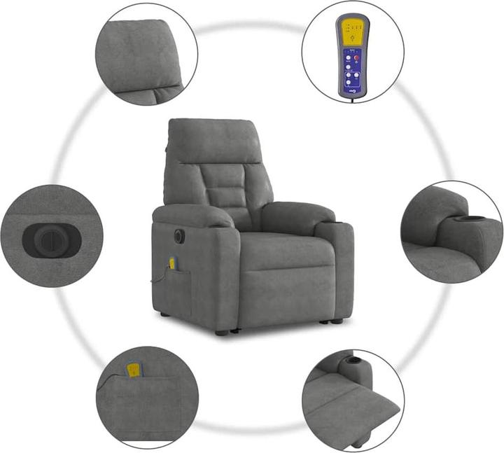 Produktbild VidaXL Massagesessel Aufstehhilfe Elektrisch Dunkelgrau Relaxsessel