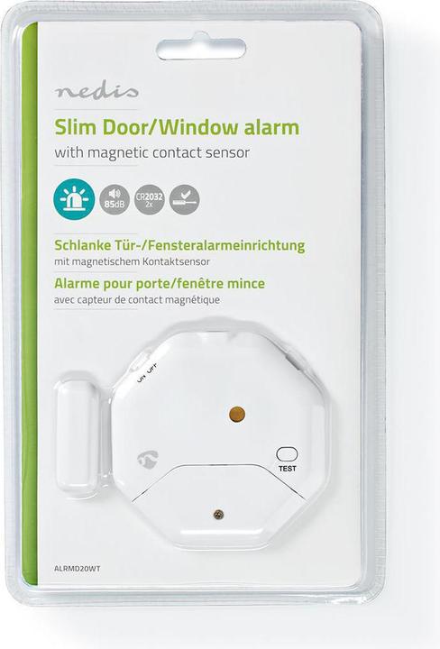 Produktbild Nedis Doorstep Window Alarm Magnetic Sensor Battery Powered 2X CR2032 85 dB White