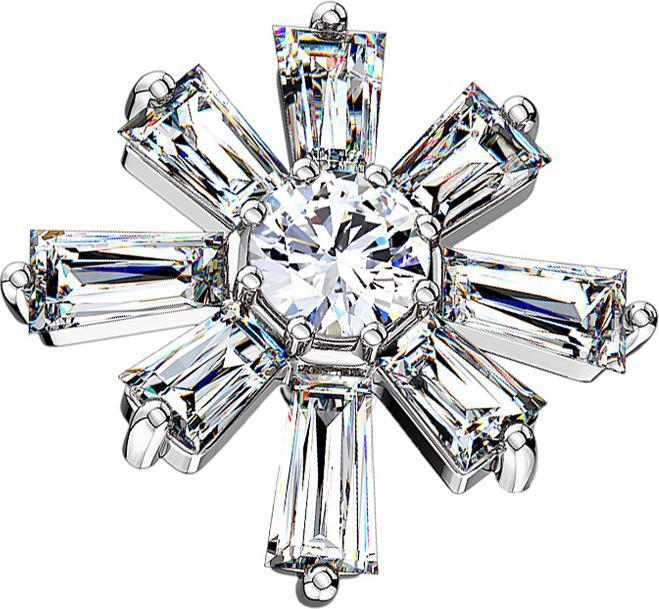 Immagine prodotto Star Piercing Ancora dermica in argento con fiore di cristallo lungo (Acciaio chirurgico 316L, Ottone)