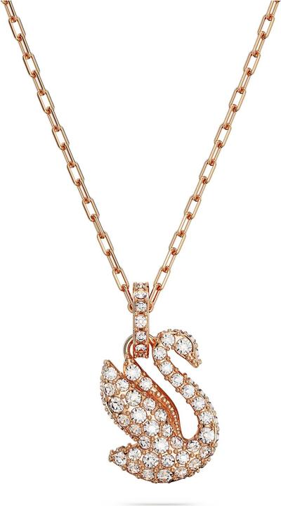 Swarovski Iconic Swan Halskette Schwan Klein Weiss Roségold (Swarovski Metall, 38 cm)