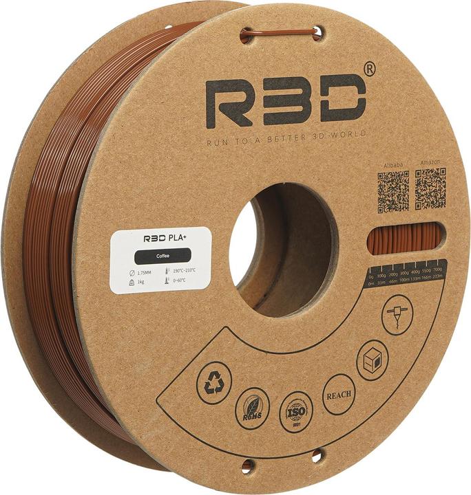 Image du produit R3D Filament PLA+ Marron Café 1.75mm 1Kg (PLA+ LECTURE, 1.75 mm, 1000 g, Marron)