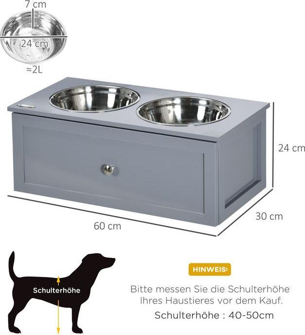 Produktbild Swisshandel24 Hundenapf mit Schublade, erhöhter Fressnapf, Doppel Hundenapf aus Edelstahl, Futternapf für mittelgr (2 l)