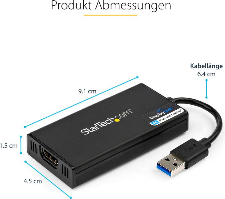 Actual product image StarTech USB HDMI Adapter (USB-A, 20 cm)