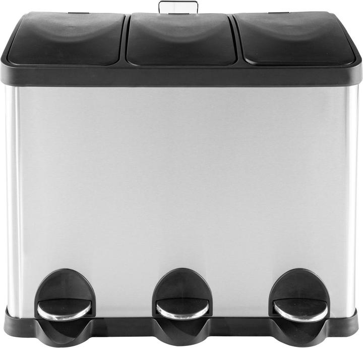 Produktbild HTI-Living Mülleimer mit 3 Kammern Jannik 45 Liter Silber Schwarz (45 l)