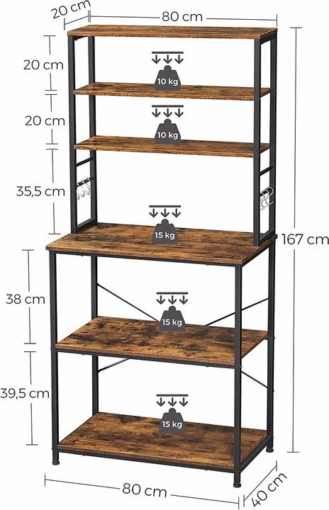 Immagine prodotto Vasagle Buffet (80 x 40 x 167 cm)