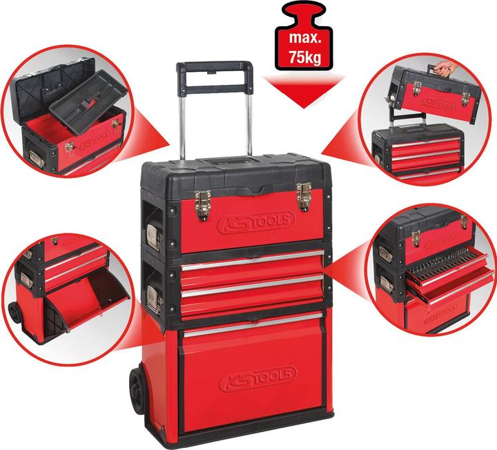 Actual product image KS Tools Mobile plastic sheet steel toolbox, TF 75 kg, HxW 720x320 mm (1 x)