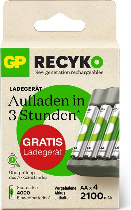 Productafbeelding GP Batteries Actie "Gratis oplader" USB model oplader GP B441 incl. 4x AA-. (4 Pcs., AA, 2100 mAh, Oplaadbare batterijen + lader)