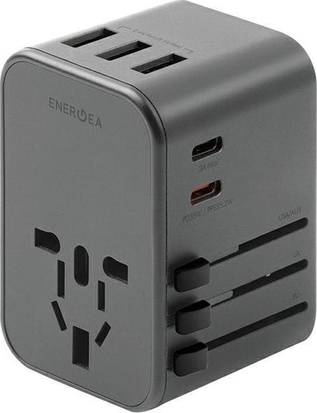 Energea ład. siec. 3xUSB+2xUSB-C PD-PPS-QC 3.0 35.5W 3A2C adapter 4w1 US/UA/EU/UK szary/gunmetal Tra (35.50 W)