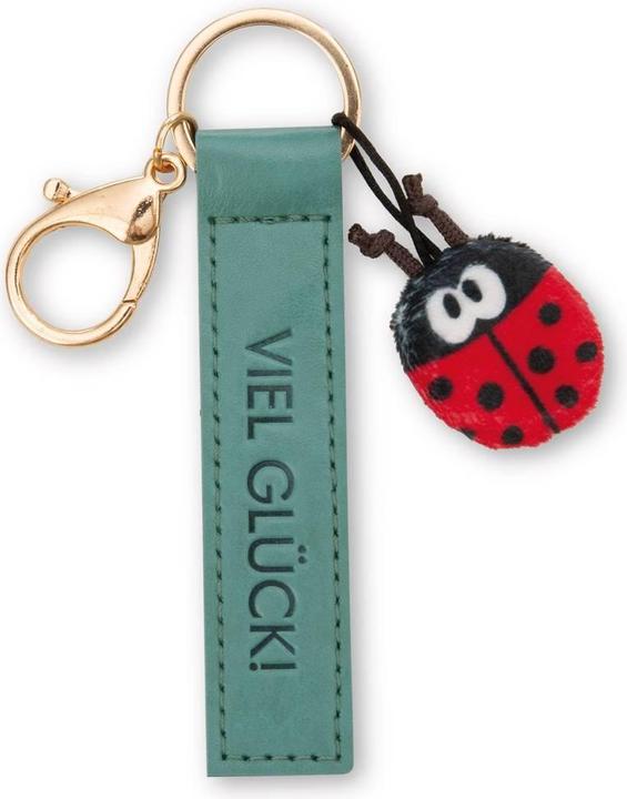 Magni NICI Schlüsselanhänger Viel Glück! Kunstlederband mit Marienkäfer grün 10cm