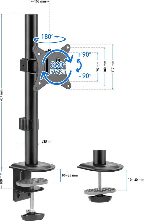 Produktbild Sense7 Monitor arm Float (Tisch, 32")