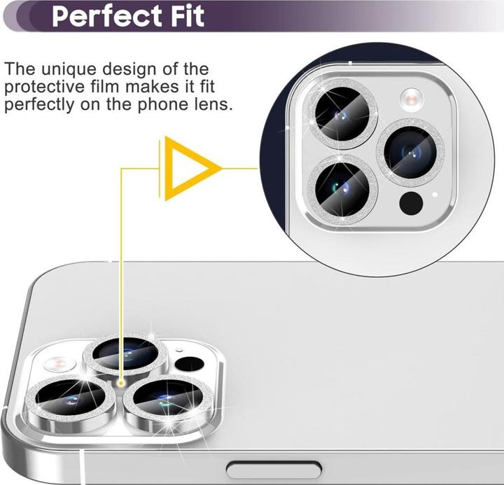 Actual product image Ueli Express Camera armoured glass lens protector glitter (1 Piece, Apple iPhone 16 Pro Max, Apple iPhone 16 Pro)