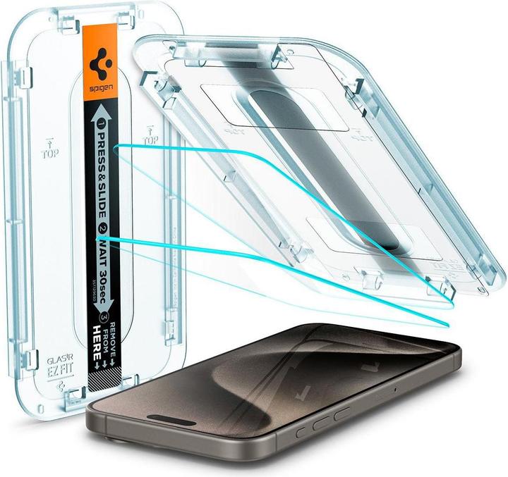 Actual product image Spigen Glas.TR EZ Fit (2 Piece, Apple iPhone 15 Pro)