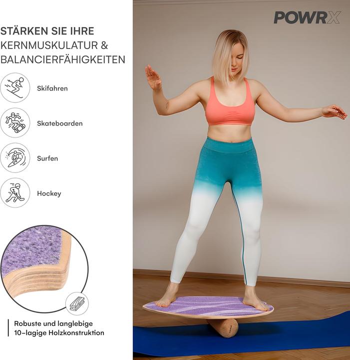 Image du produit Powrx Balance Board mit Rolle für Indoor & Outdoor Training