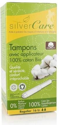 Produktbild Silver Care Regular BIO-Tampons mit Karton Applikator für leichte bis mittlere Blutungen - 16 Stück - Silvercare (16 x, Normal)