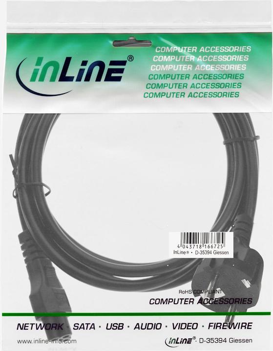 Immagine prodotto InLine Cavo di alimentazione per notebook, attacco 3pin 3m nero (3 m)
