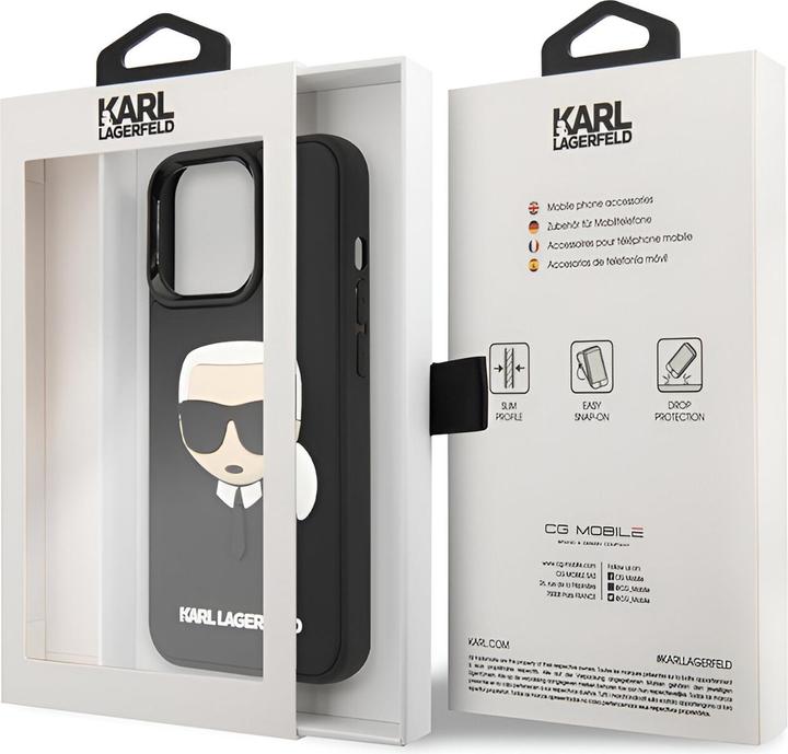 Actual product image Karl Lagerfeld Hard Cover 3D Rubber Karl Head Black, for iPhone 14 Pro, KLHCP14LKH3DBK (Apple iPhone 14 Pro)