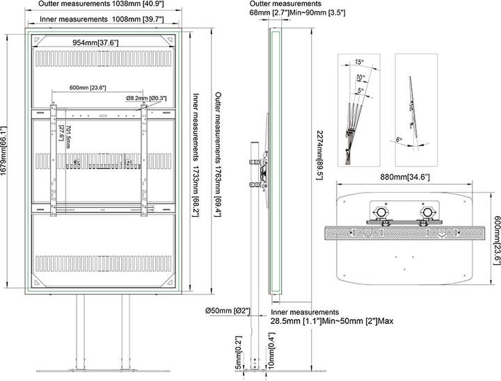 Produktbild Multibrackets Stele Slim ohne Monitor, Portrait, 75"/8225