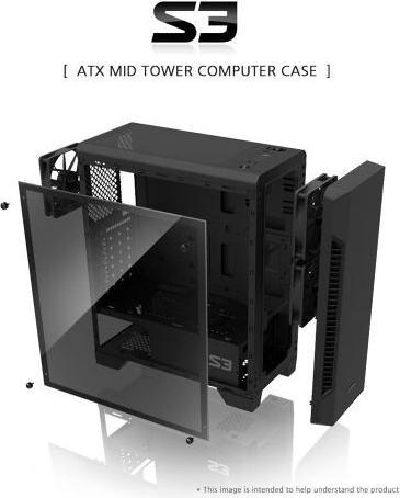 Actual product image Zalman S3 TG (mATX, Mini-ITX, ATX)