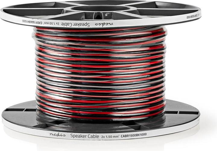 Produktbild Nedis Lautsprecherkabel| 2x 1.50 mm²| Kupfer| 100.0 m| rund| PVC| Red Schwarz| - Verlä (100 m, 1.50 mm²)