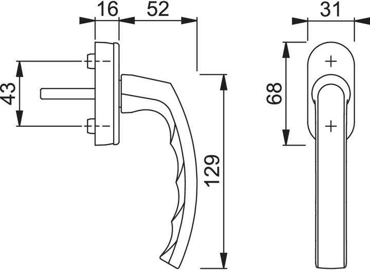 Produktbild Hoppe Fenstergriff LUXEMBOURG - VarioFit, VK 7 x 32 - 42 mm, silber eloxiert (Fenstergriffe)