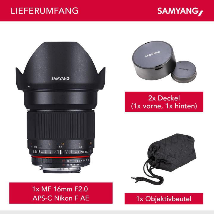 Produktbild Samyang 16mm f/2 ED AS UMC CS - Nikon F (Nikon DX, Nikon F, APS-C / DX)