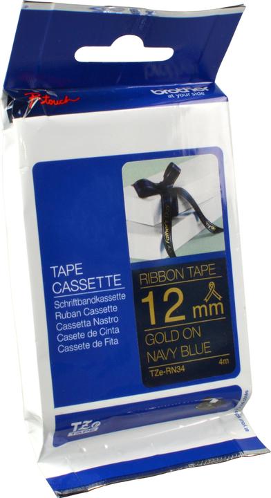 Actual product image Brother TZe-RN34 (1.20 cm, Blue, Gold)