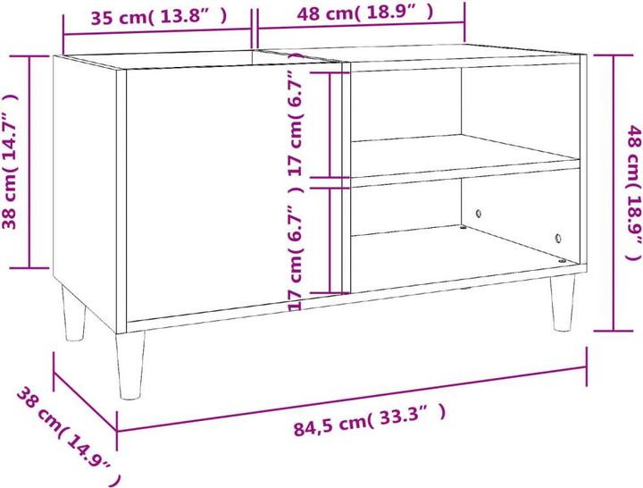 Produktbild VidaXL Plattenschrank Schwarz 84,5x38x48 cm Holzwerkstoff