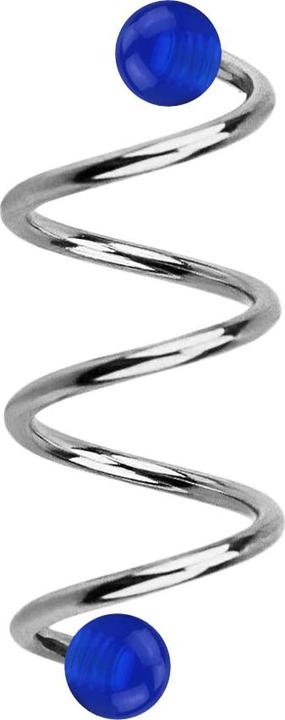 Produktbild Star Piercing Micro Spirale silber mit zwei Kugeln dunkelblau transparent (ohne Messing, Chirurgenstahl 316L)