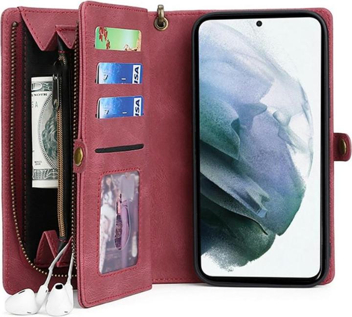 Actual product image Megshi Galaxy S21 FE - wallet case combo red (Samsung Galaxy S21 FE)