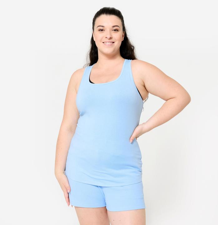 Domyos Top Damen Slim Rundhalsausschnitt - blau