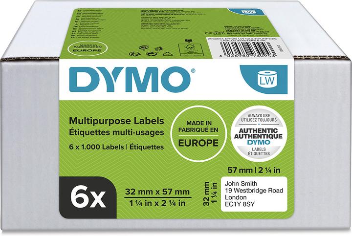 Produktbild Dymo Vielzweck-Etiketten 32 x 57 mm 6x 1000 St. (3.20 cm)
