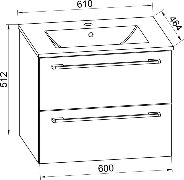 Actual product image VCM 2-piece wash place washbasin Badinos drawer