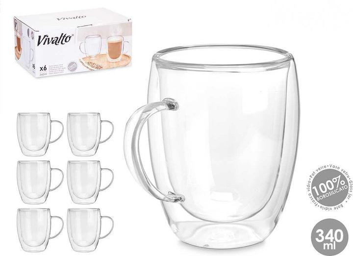 Produktbild Vivalto Henkelbecher OCT-DG2225L Durchsichtig 340 ml (6 Stück) (0.34 l, 6 x)