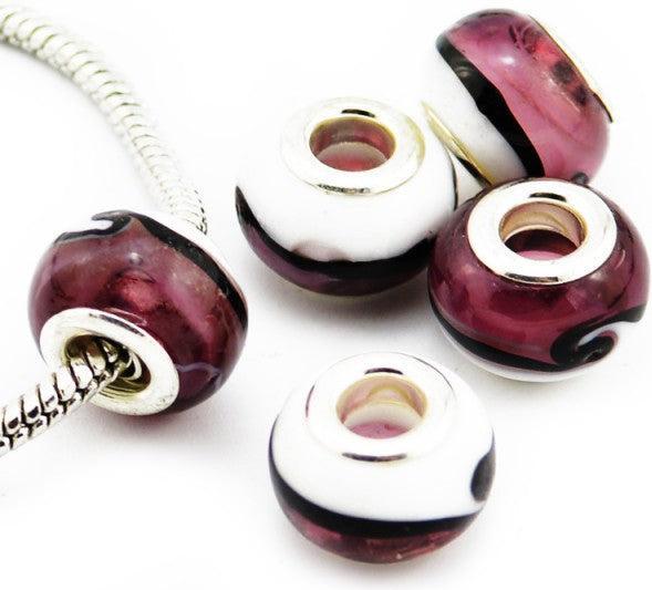 Hermex Glas Bead versilbert 925 - Silbrig Violett (Metalllegierung)