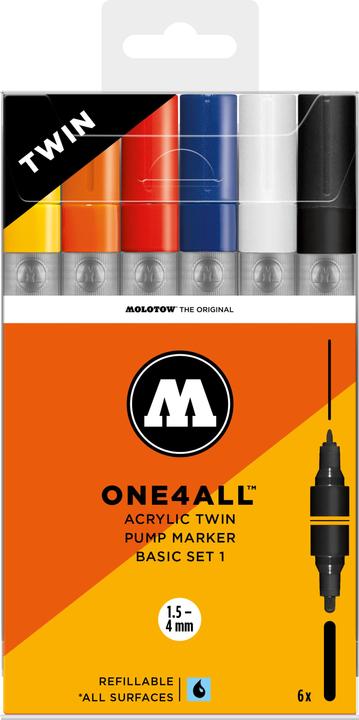 Image du produit Molotow ONE4ALL Stylos acryliques Twin Basic Set de 6 pièces (Trié, 4 mm, 6 x)
