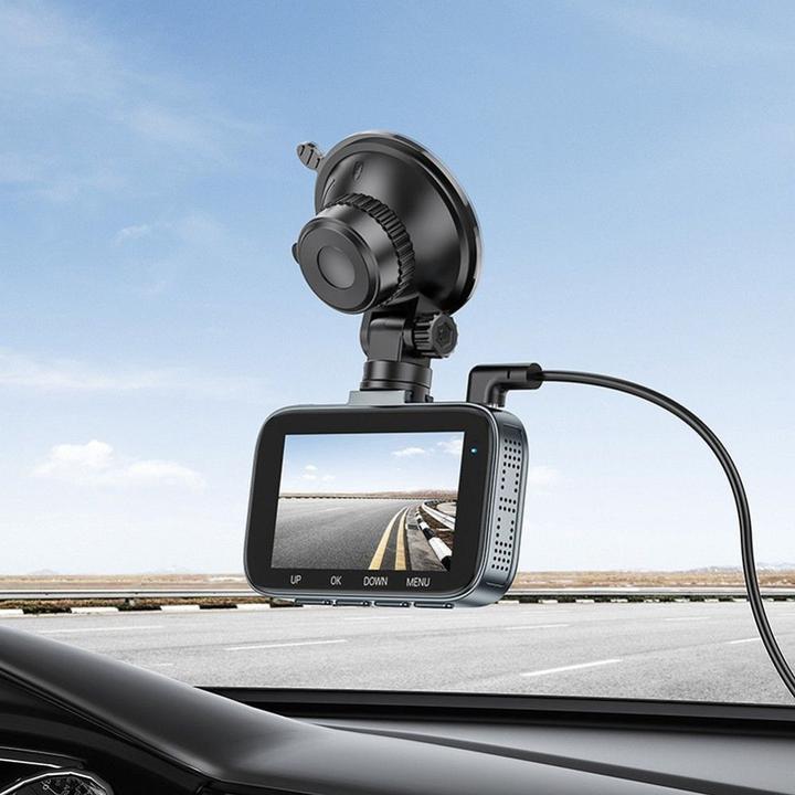 Actual product image Hoco Headphone with microphone car camera with screen 3" 1080P/30fps DV5 iron gray (Built-in display, Built-in microphone, Full HD)