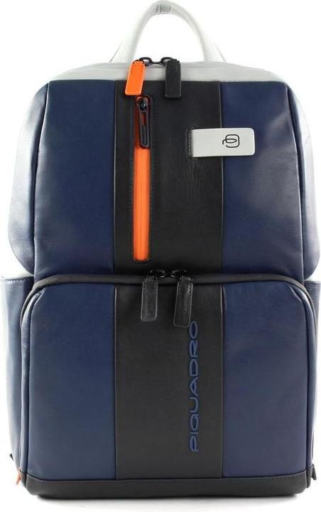 Actual product image Piquadro Urban Computer, Leather Backpack, Blue/Grey, Laptop Compartiment