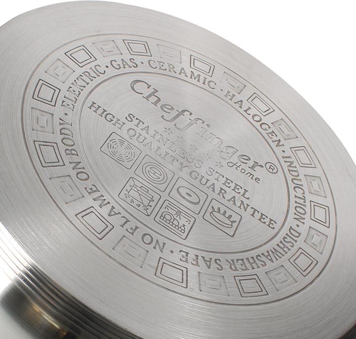 Produktbild Cheffinger Kochtopf 34 cm mit Deckel aus Edelstahl (34 cm, Kochtopf, Edelstahl)