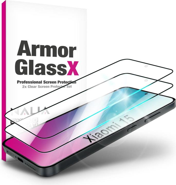 Immagine prodotto Nalia ArmorGlassX - 2x Display Schutzglas - Full Screen Protection 9H Tempered Glass (1 Pezzo/i, Xiaomi 15)