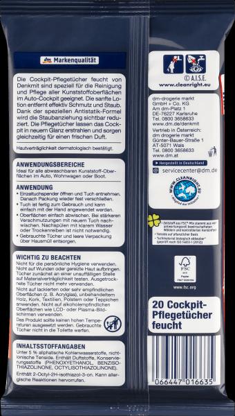 Produktbild dm Denkmit Feuchttücher Autopflege