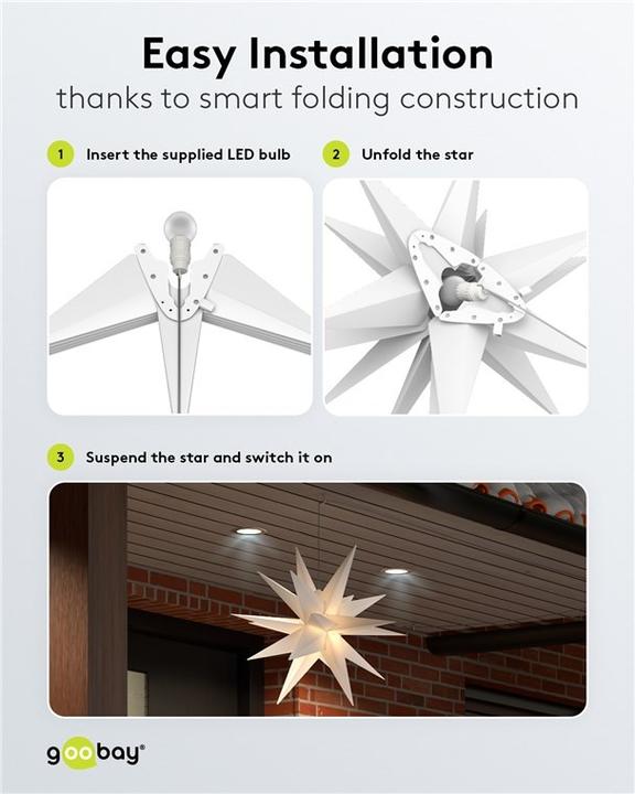 Produktbild Goobay LED-Weihnachtsstern 3D, Ø 56 cm, batteriebetrieben