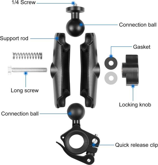 Produktbild Puluz Motorcycle O-Clip Quick Release Clamp Handlebar Mount Holder for GoPro and Other Cameras (Black)