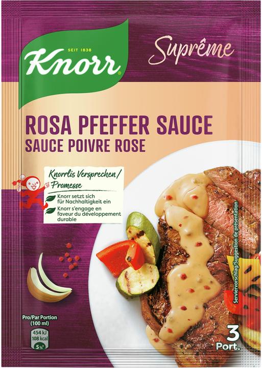 Image du produit Knorr Suprême sauce poivre rose sachet, sauce à la crème douce au goût épicé de poivre rose (39 g)